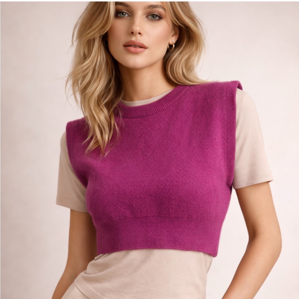 Whitney Vintage Angora Blend Sweater Pink Lambswool Knit Size M